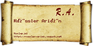 Rössler Arián névjegykártya